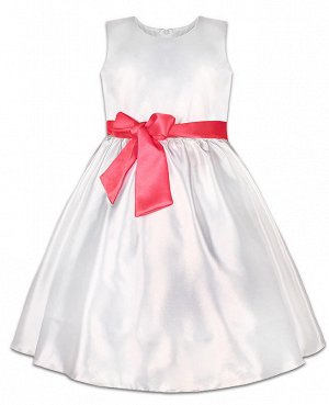Белое нарядное платье для девочки Цвет: белый+коралл