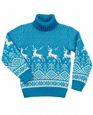 Вязаный свитер для мальчика Цвет: бирюзовый