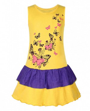 Жёлтый сарафан для девочки Цвет: жёлтый+фиолет