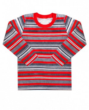 Джемпер для мальчика велюр полоска Цвет: красный+серый