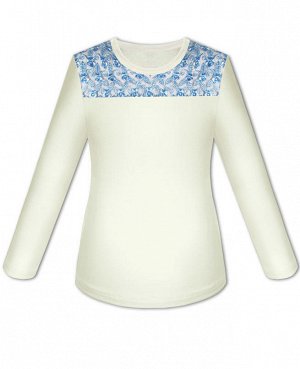 Молочная школьная блузка для девочки Цвет: голубой