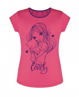 Розовая футболка для девочки Цвет: яр.розовый