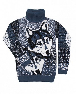 Серый вязаный свитер Цвет: индиго