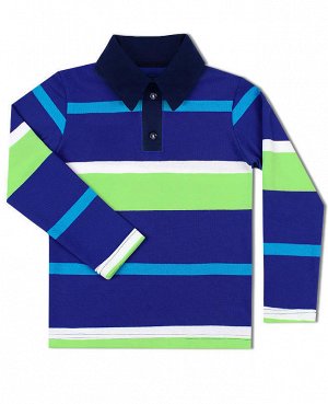 Рубашка-поло для мальчика в полоску Цвет: синий