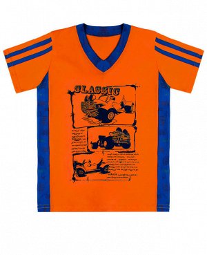 Оранжевая футболка для мальчика Цвет: оранж.+синий
