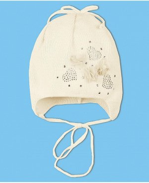 Молочная шапка для девочки Цвет: экрю