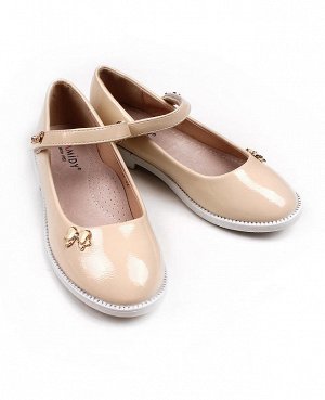 Бежевые лакированные туфли для девочки Цвет: бежевый
