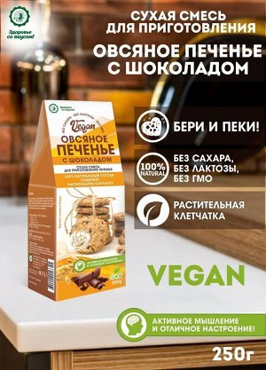 Печенье VEGAN  овсяное с шоколадом