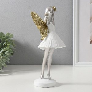 Фигурка полистоун «Девушка-фея в белом платьице», золото, 11.5x8.5x25 см