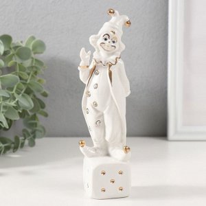 Фигурка керамика «Клоун на игральном кубике», белый с золотом, стразы, 4.5x4.5x18 см