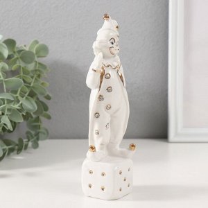 Фигурка керамика «Клоун на игральном кубике», белый с золотом, стразы, 4.5x4.5x18 см