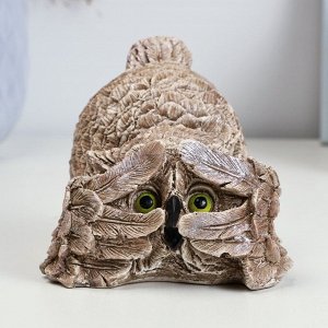 Фигурка гипс «Сова подглядывает», бежевая, 8x8.5x7 см