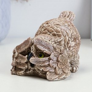 Фигурка гипс «Сова подглядывает», бежевая, 8x8.5x7 см