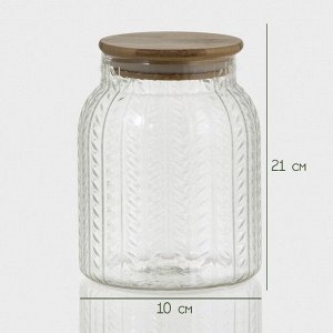 Банка для сыпучих продуктов BellaTenero «Эко. Хрусталик», 1 л, 11*14.5 см, с бамбуковой крышкой, стекло, прозрачная