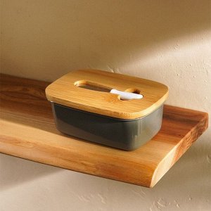 Маслёнка SL Home «Каса Перфекто», с ножом для масла, бамбуковая крышка, 15x10x5,5 см