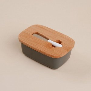Маслёнка SL Home «Каса Перфекто», с ножом для масла, бамбуковая крышка, 15x10x5,5 см