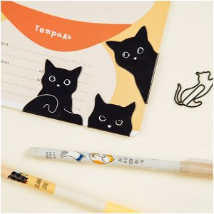 Закладки магнитные для книг, 3шт., MESHU ""Black cat""