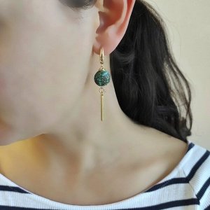 Серьги из азурмалахита и бирюзы с палочкой