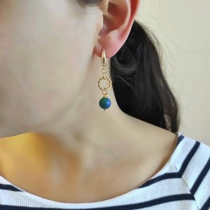 Серьги из азурмалахита и бирюзы с палочкой