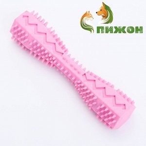 Жевательная игрушка для собак ПИЖОН "Чистилка", массажная, 14 х 3,6 см, розовая