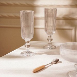 Бокалы для шампанского SL Home «Модерн», 150 мл, 5.5x18.5 см, набор 2 шт., стекло, прозрачные