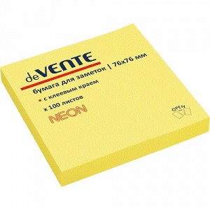 Липкий блок 76х76мм 100л желтый неон deVENTE 2010329
