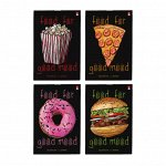 Блокнот А6 40л клетка на скобе Альт FOOD IN BLACK 3-40-765