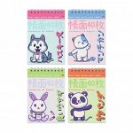 Блокнот А6 40л клетка на гребне KAWAII ANIMALS 3-40-730
