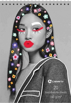 Скетчбук 20л А5 на гребне черная+белая бумага LAMARK POP-ART 71646