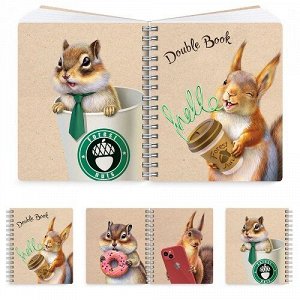 Тетрадь 100л А5 клетка/линейка гребень Double book Лесной офис 61533