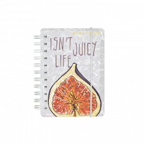 Записная книжка А7 80л клетка на гребне с резинкой CUTE JOURNAL ИНЖИР 3-573/07