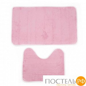 Набор ковриков для ванной и туалета 2 шт, цвет розовый