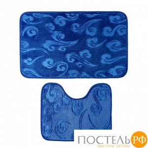 Набор ковриков для ванной и туалета 50-80, 50-40 см Грация 2 шт, цвет синий