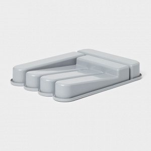Лоток для столовых приборов, 5 отделений, 35.5x26x5 см, серый
