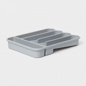 Лоток для столовых приборов, 5 отделений, 35.5x26x5 см, серый