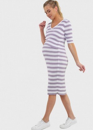 Платье &quot;Фьюджи&quot; для беременных и кормящих; цвет: лиловый/молочный