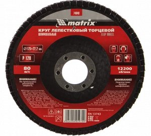 Круг лепестковый торцевой, P 120, 125 х 22.2 мм