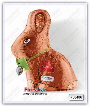 Шоколадный заяц Favorina с украшением (тёмный) 150 гр