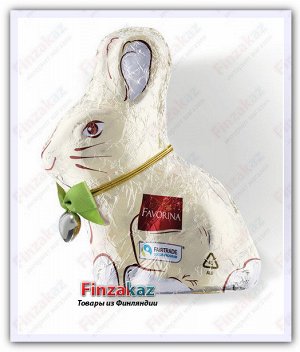 Шоколадный заяц Favorina с украшением (белый) 150 гр
