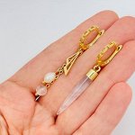 Серьги из Розового кварца и Жемчуга