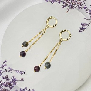 Серьги на цепочке из камня Корунд
