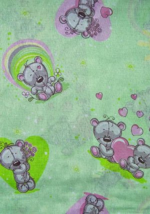 Комплект постельного белья детский бязь зеленый «Медвежата Тедди»