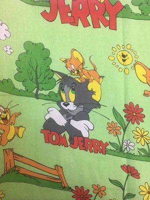 Комплект постельного белья детский бязь зеленый «Том и Джерри»