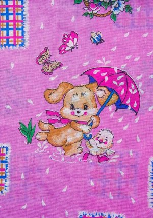 Комплект постельного белья детский бязь розовый «Дождик»