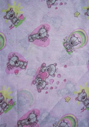 Комплект постельного белья детский бязь розовый «Медвежата Тедди»
