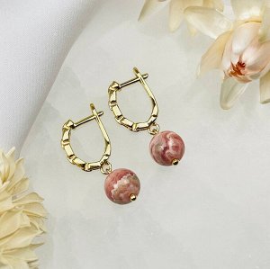 Серьги с камнем Родохрозит