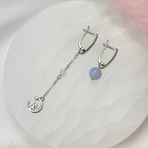 Серьги из Голубого агата и Розового кварца