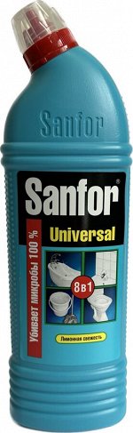 Гель Sanfor universal универсальный 8 в 1 для чистки и дезинфекции 1л лимонная свежесть