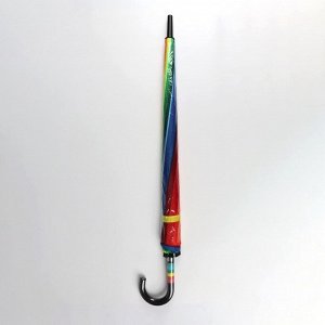 Зонт - трость полуавтоматический «Радуга», эпонж, 16 спиц, R=61/70 см, D = 122 см, разноцветный