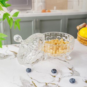 Baizheng Конфетница с крышкой стекло/ ваза для конфет и печенья/сахарница с крышкой, 700мл